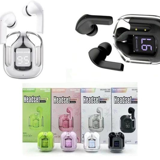 Air31 Earbuds Wireless Crystal Transparent Body | Air 31 Bluetooth Earbud With Pouch (random Color)